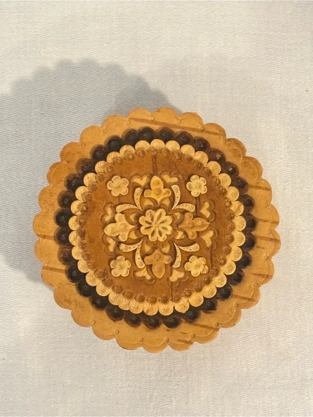 Russian Siberian Birch Bark Trinket Box Handcrafted Floral Jewelry Box w Insert